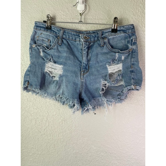 Mossimo Supply Co. Pants - Mossimo Distressed Denim Shorts High Rise Frayed Hem Light Wash‎ Size 10
